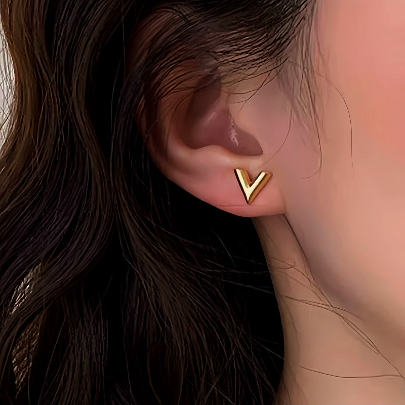14K Gold-Plated Letter V Tassel Earrings