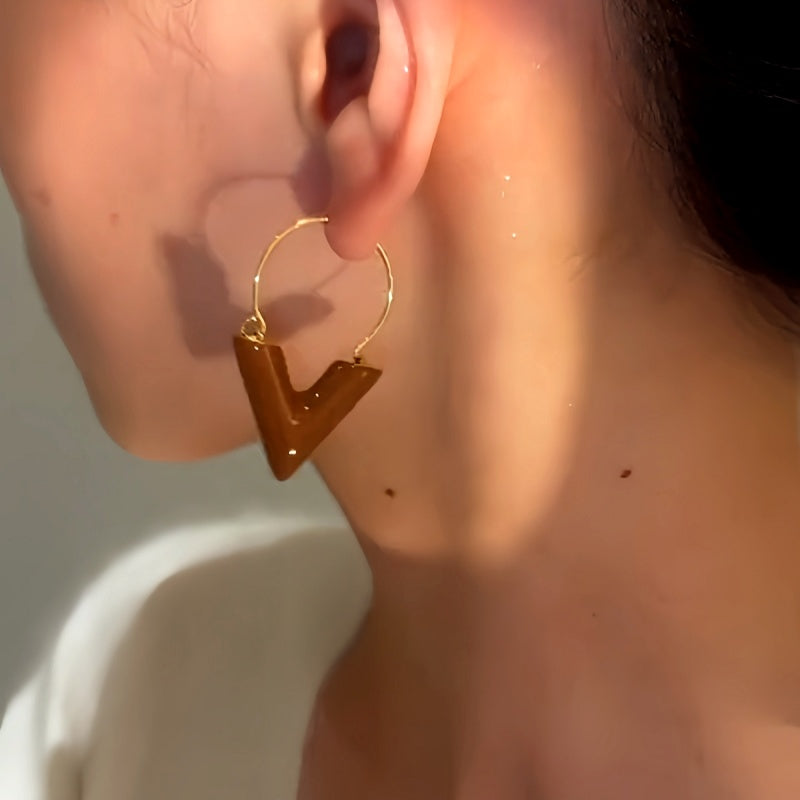 14K Gold-Plated Light Luxury V-Shaped Earrings