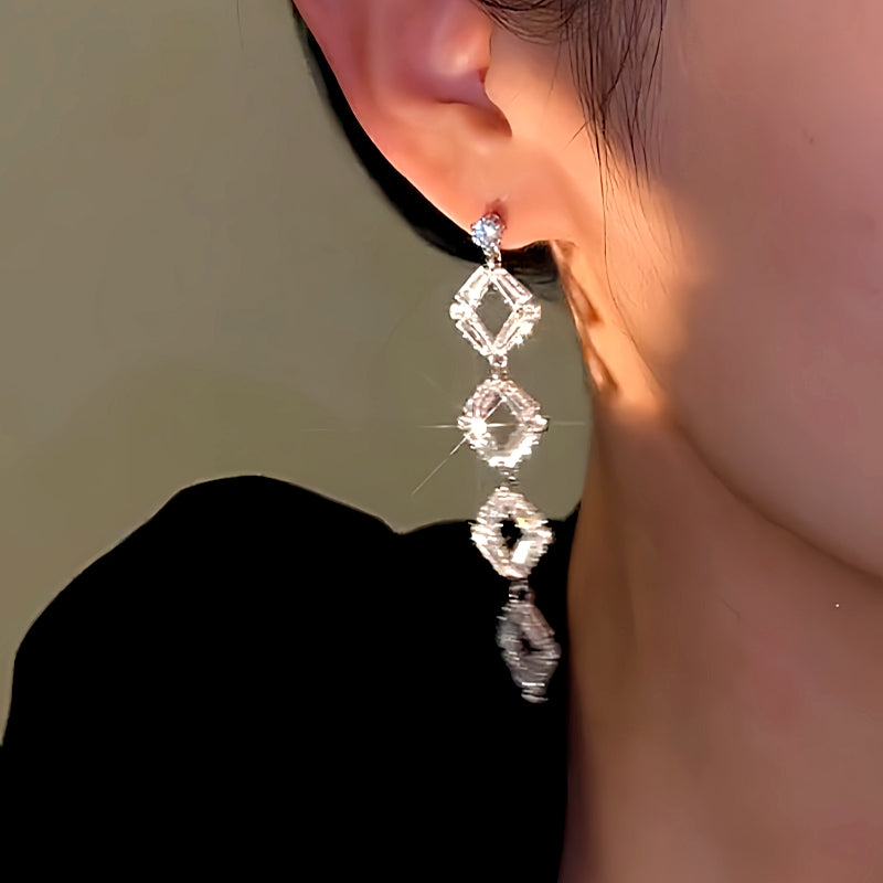 14K Gold-Plated Long Crystal Tassel Earrings