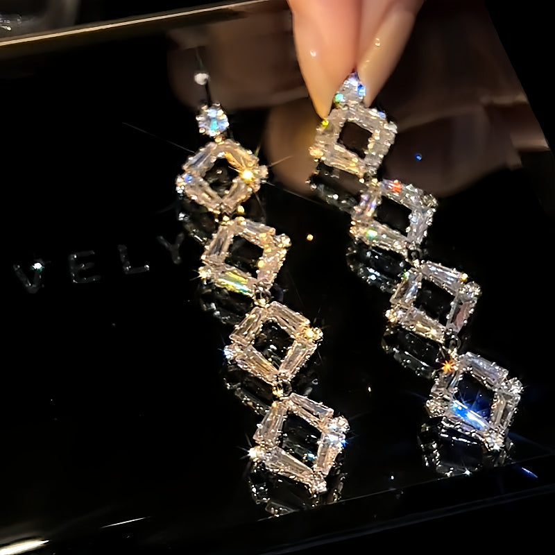 14K Gold-Plated Long Crystal Tassel Earrings