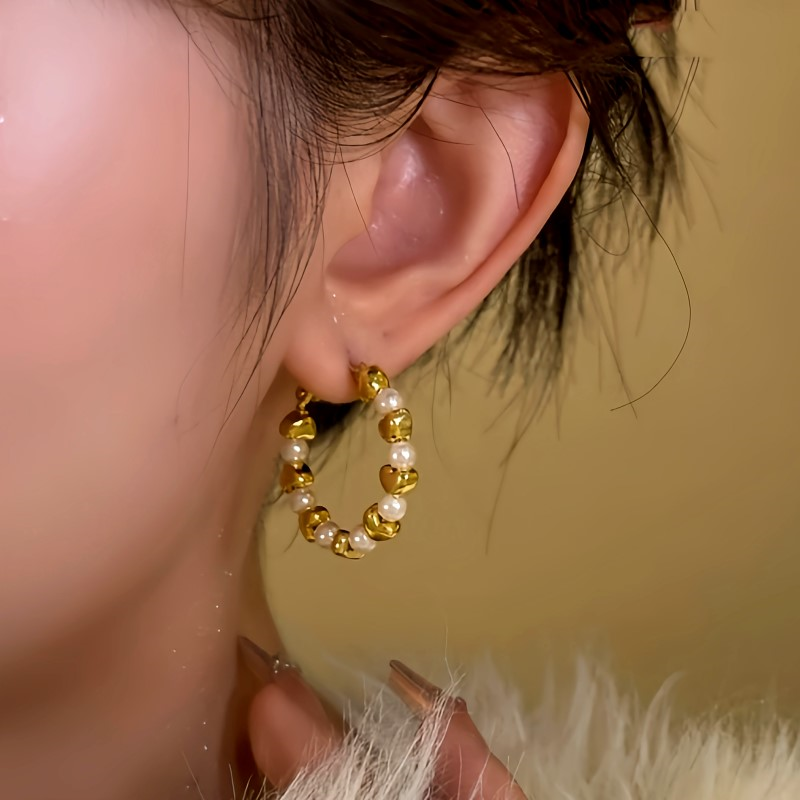 14K Gold-Plated Love Bead Hoop Earrings