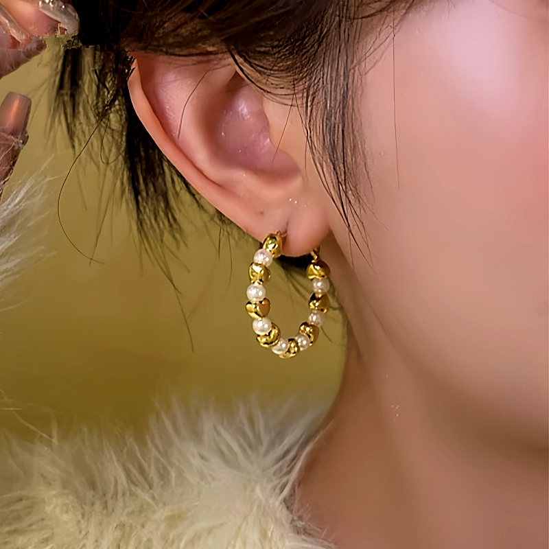 14K Gold-Plated Love Bead Hoop Earrings
