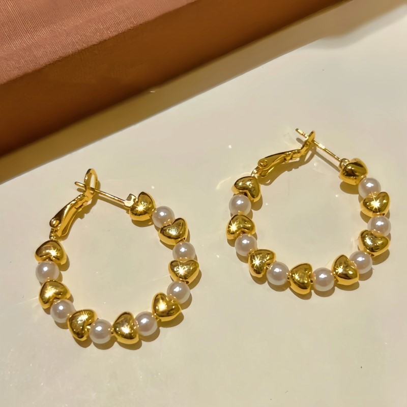 14K Gold-Plated Love Bead Hoop Earrings