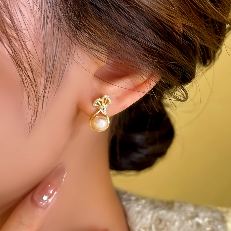 14K Gold-Plated Lucky Bag Pearl Earrings