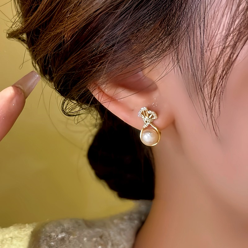 14K Gold-Plated Lucky Bag Pearl Earrings