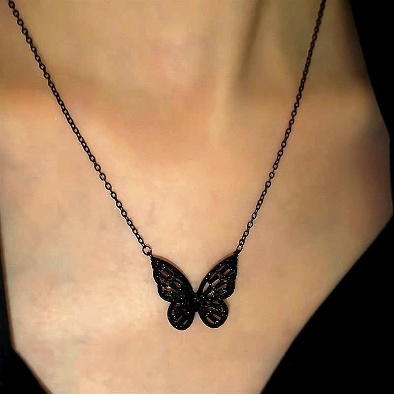 14K Gold-Plated Luxury Black Butterfly Necklaces