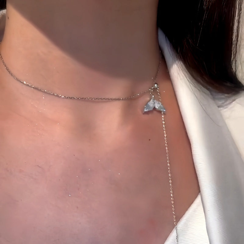 14K Gold-Plated Luxury Blue Fishtail Pearl Pendantn Necklaces