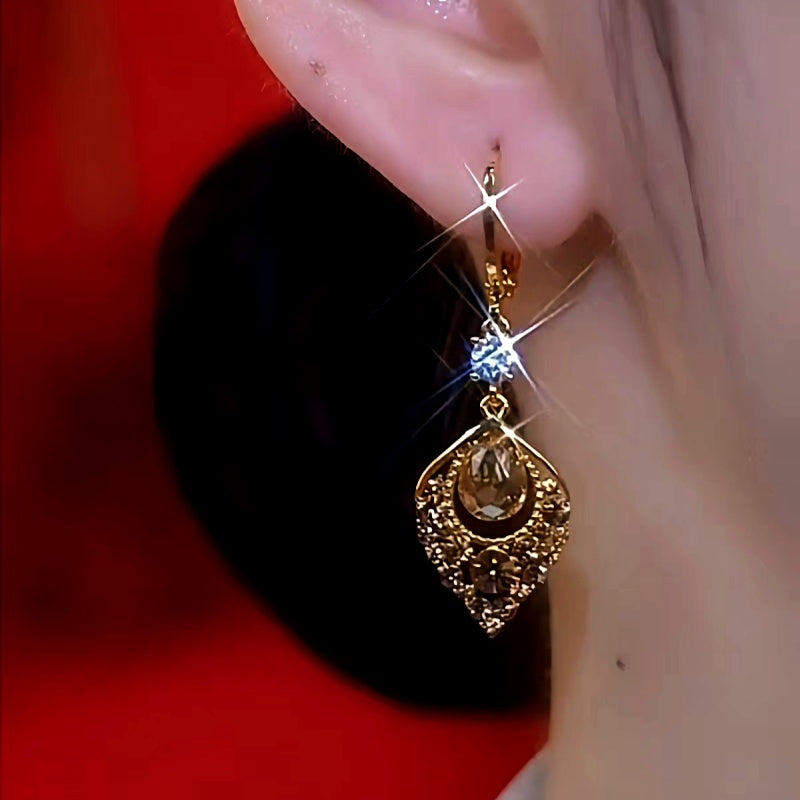 14K Gold-Plated Luxury Brown Diamond Rest Of My Life With You Earrings