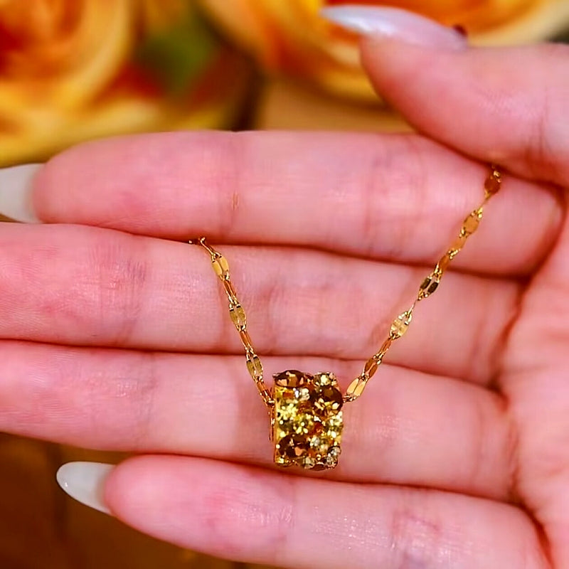 14K Gold-Plated Luxury Brown Ring Pendant Necklaces