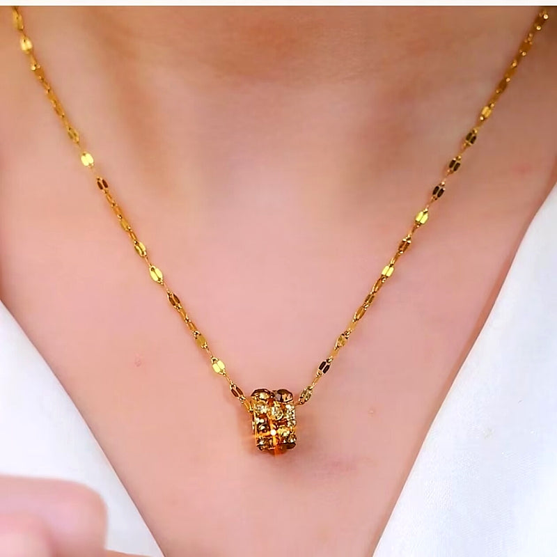 14K Gold-Plated Luxury Brown Ring Pendant Necklaces