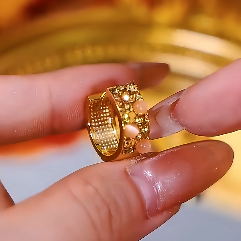 14K Gold-Plated Luxury Brown Zircon Cat's Eye Hoop Earrings