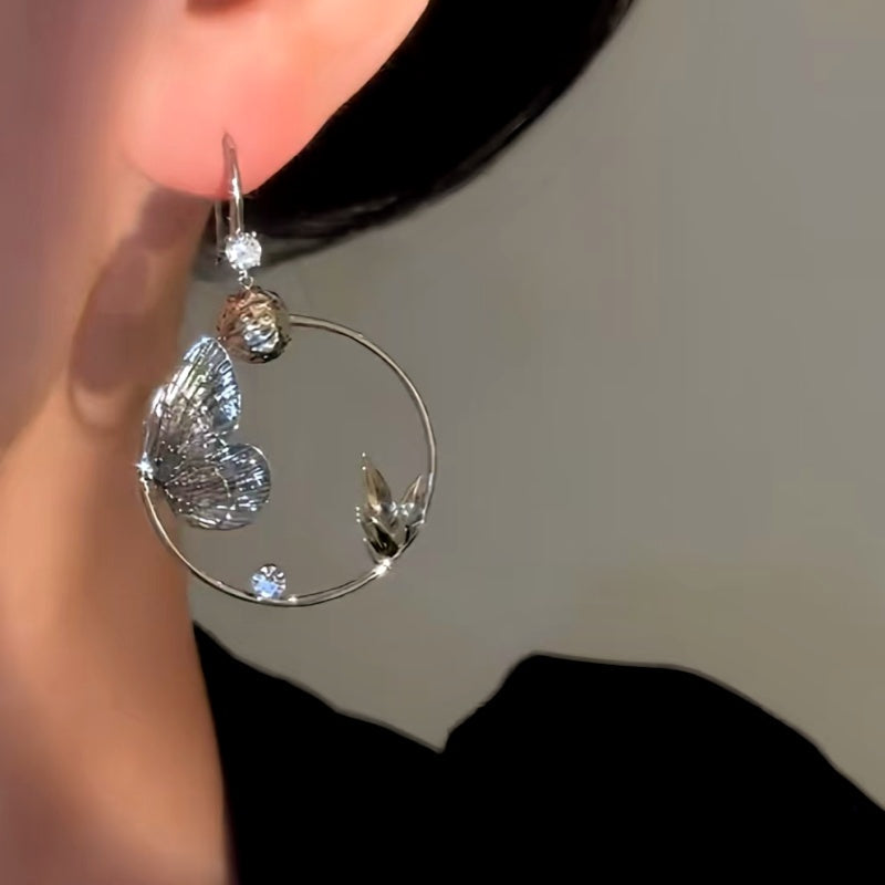 14K Gold-Plated Luxury Butterfly Ear Hook Earrings