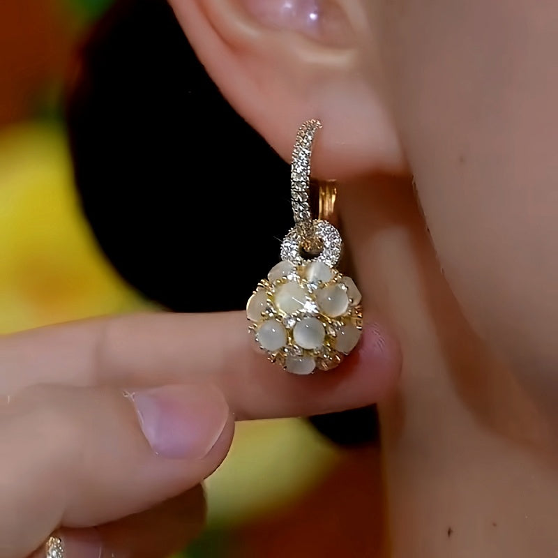 14K Gold-Plated Luxury Cat's Eye Ball Earrings