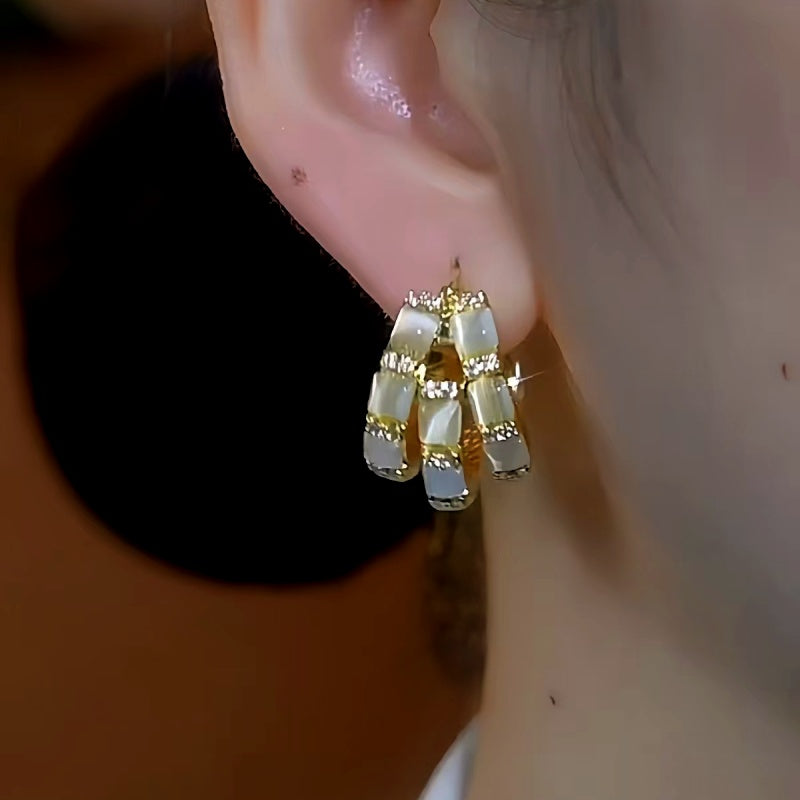 14K Gold-Plated Luxury Cat's Eye Earrings