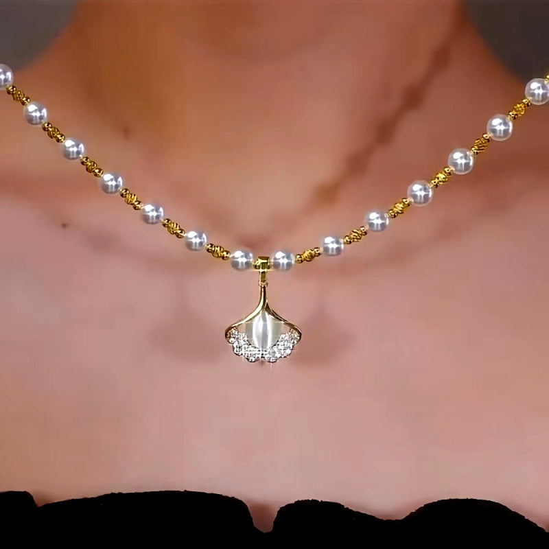 14K Gold-Plated Luxury Cat's Eye Pearl Necklaces