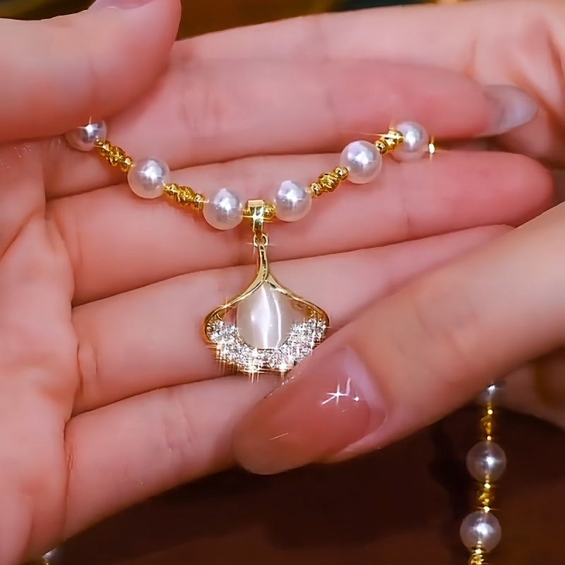 14K Gold-Plated Luxury Cat's Eye Pearl Necklaces