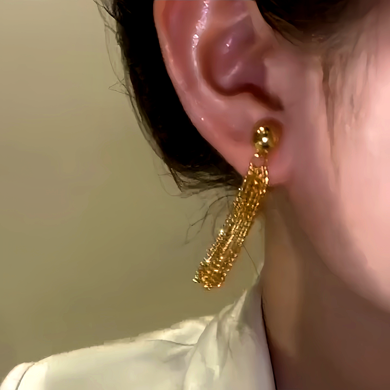14K Gold-Plated Luxury Chain Tassel Earrings
