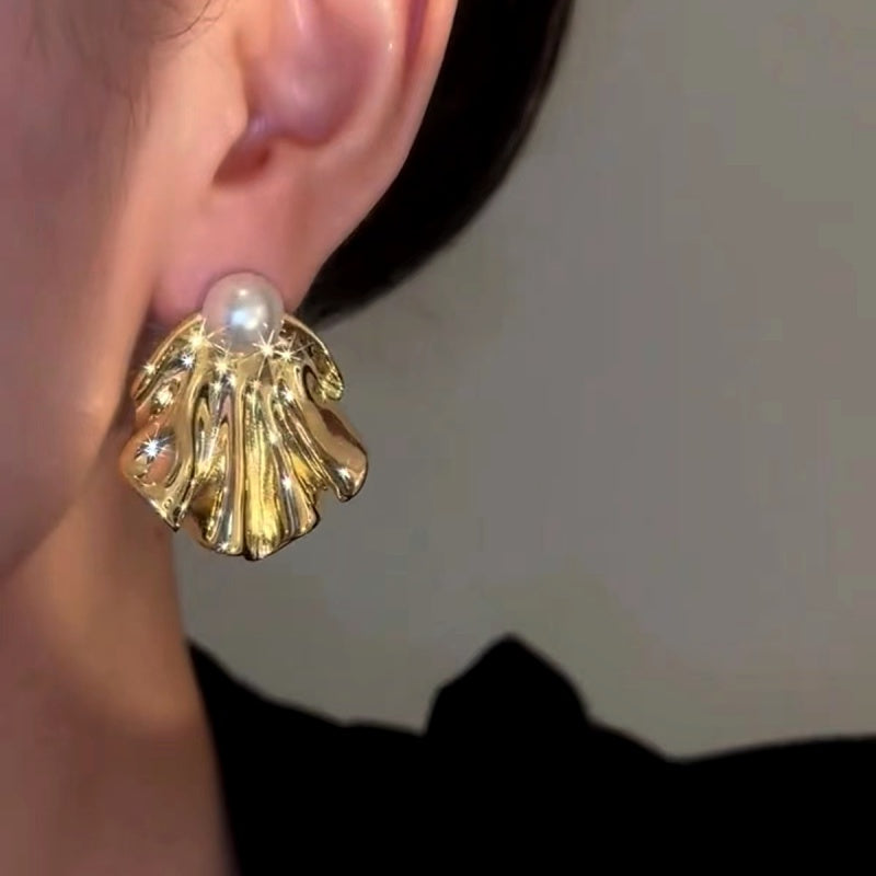 14K Gold-Plated Luxury Cold Style Pearl Earrings