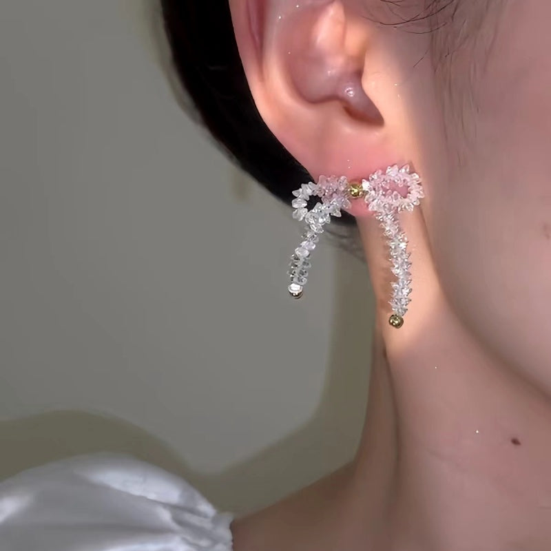 14K Gold-Plated Luxury Crystal Bow Earrings