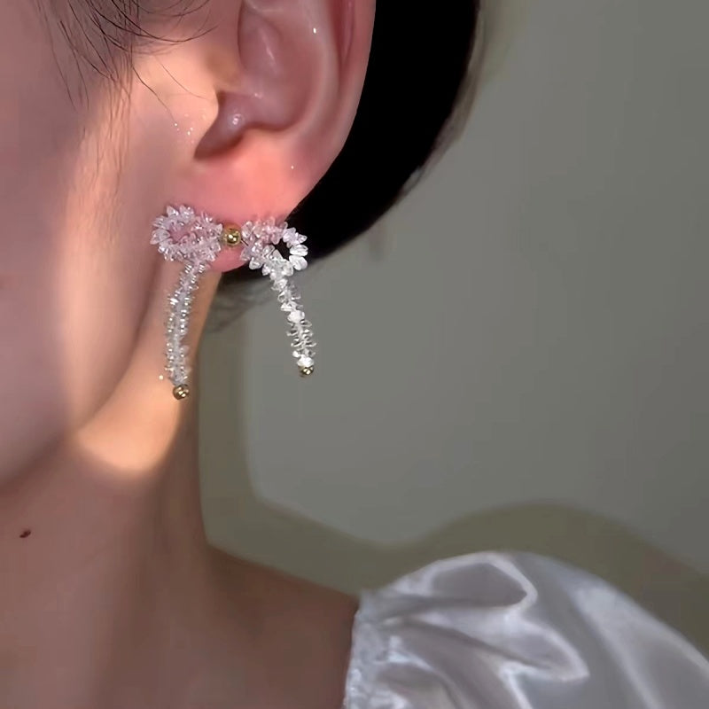 14K Gold-Plated Luxury Crystal Bow Earrings