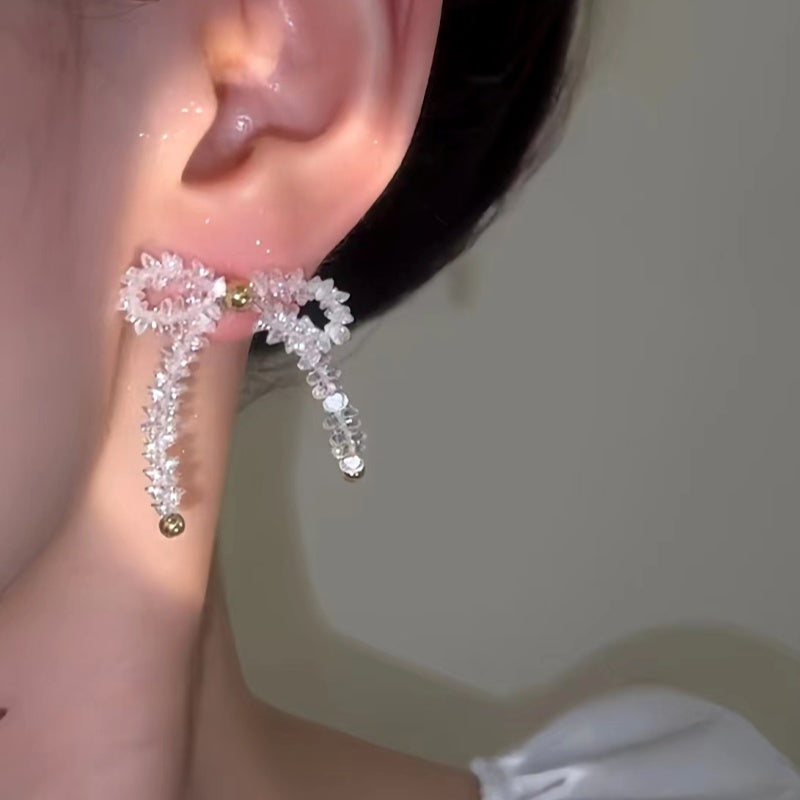 14K Gold-Plated Luxury Crystal Bow Earrings