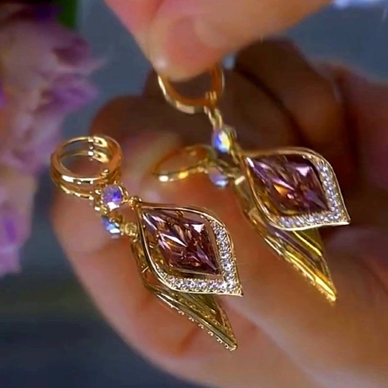 14K Gold-Plated Luxury Crystal Earrings