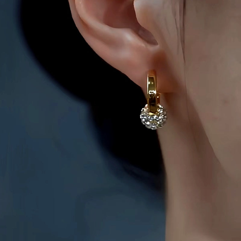 14K Gold-Plated Luxury Diamond Ball Earrings
