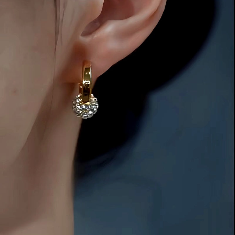 14K Gold-Plated Luxury Diamond Ball Earrings