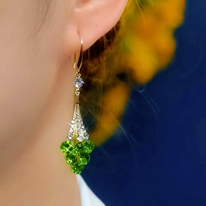 14K Gold-Plated Luxury Diamond Crystal Earrings