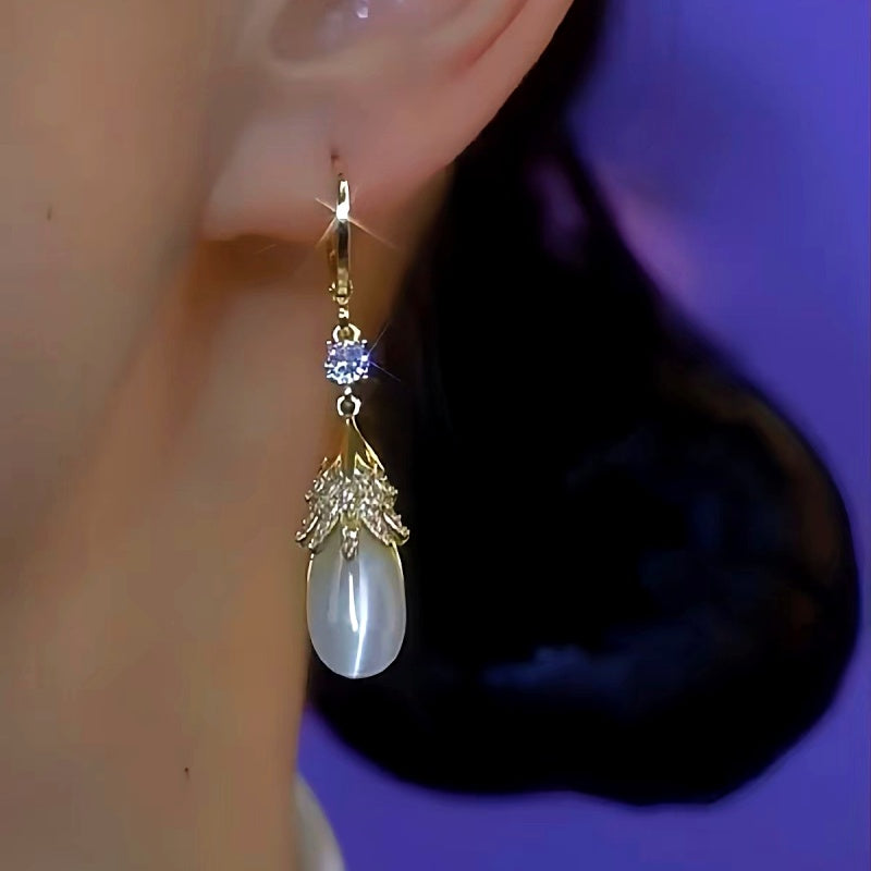 14K Gold-Plated Luxury Diamond Drop Earrings