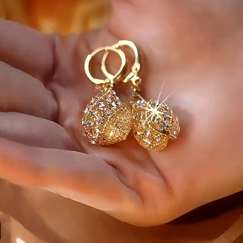 14K Gold-Plated Luxury Diamond Drop Earrings