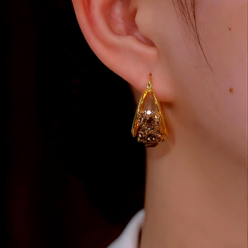 14K Gold-Plated Luxury Diamond Hoop Earrings