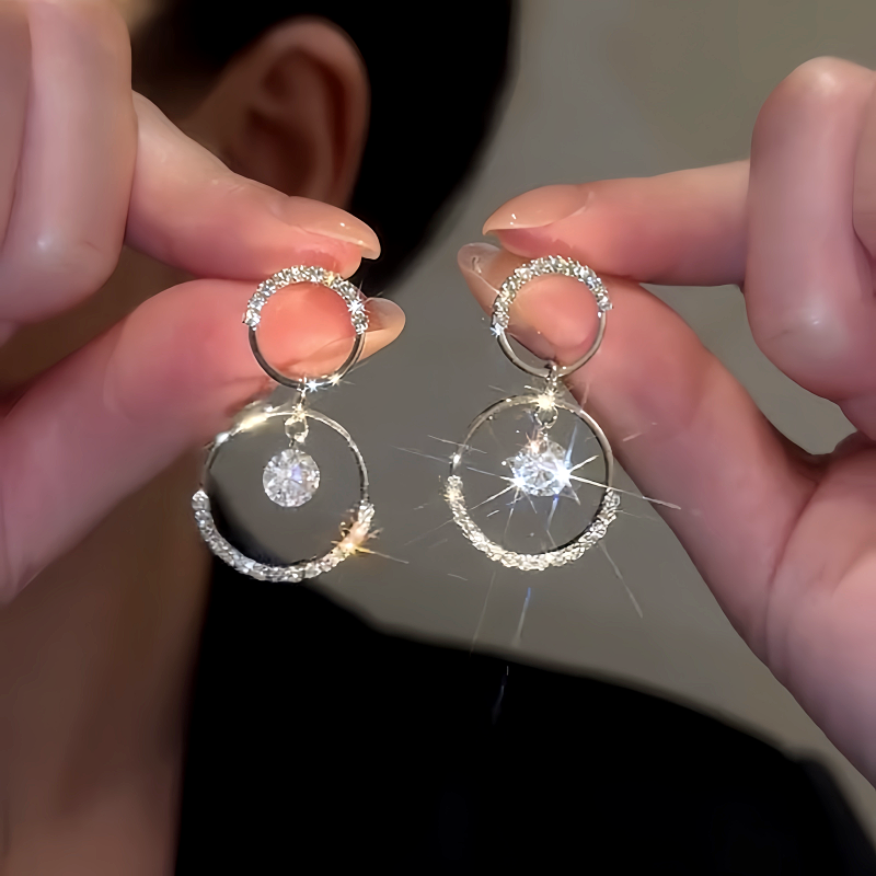 14K Gold-Plated Luxury Diamond Hoop Earrings