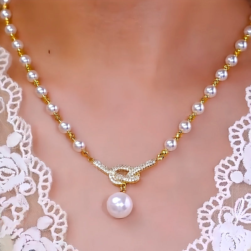 14K Gold-Plated Luxury Diamond Pearl Necklaces