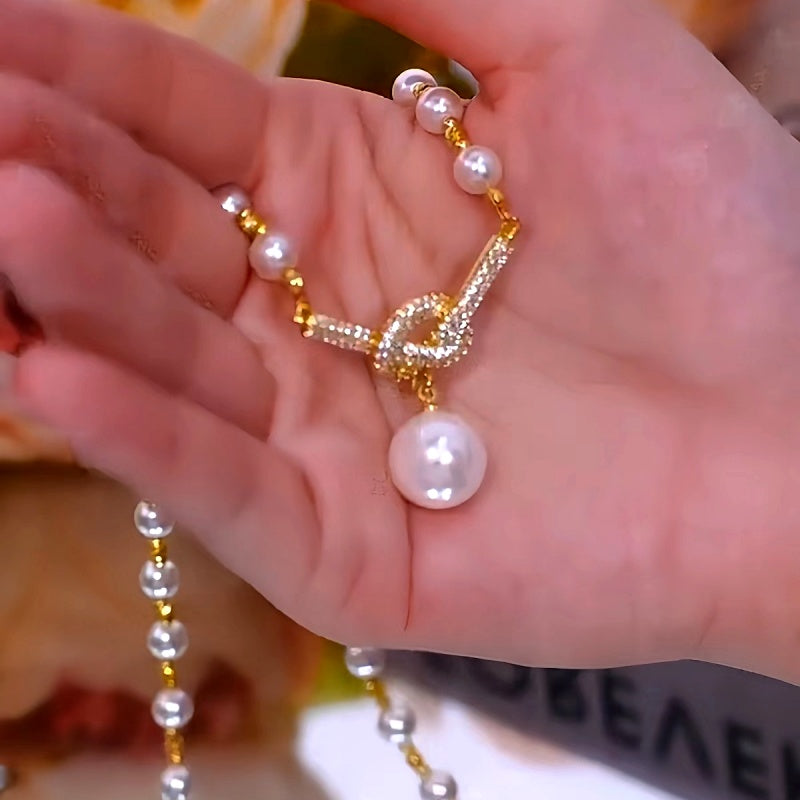 14K Gold-Plated Luxury Diamond Pearl Necklaces