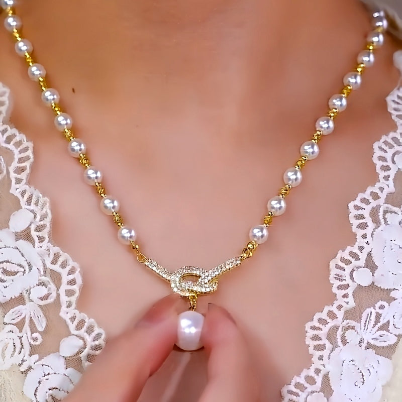 14K Gold-Plated Luxury Diamond Pearl Necklaces