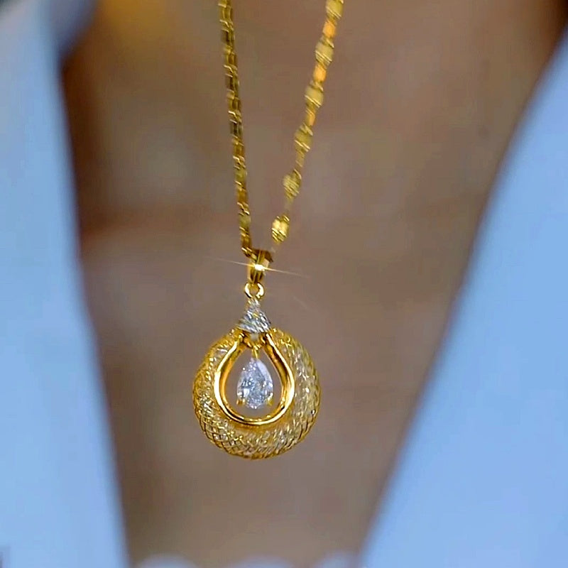 14K Gold-Plated Luxury Diamond Phoenix Feather Pendant Necklaces