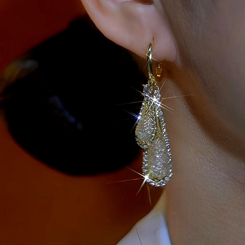 14K Gold-Plated Luxury Double Water Drop Earrings