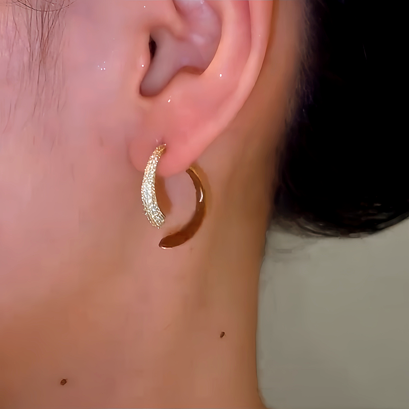 14K Gold-Plated Luxury Enamel-Encrusted Diamond Front And Back Earrings