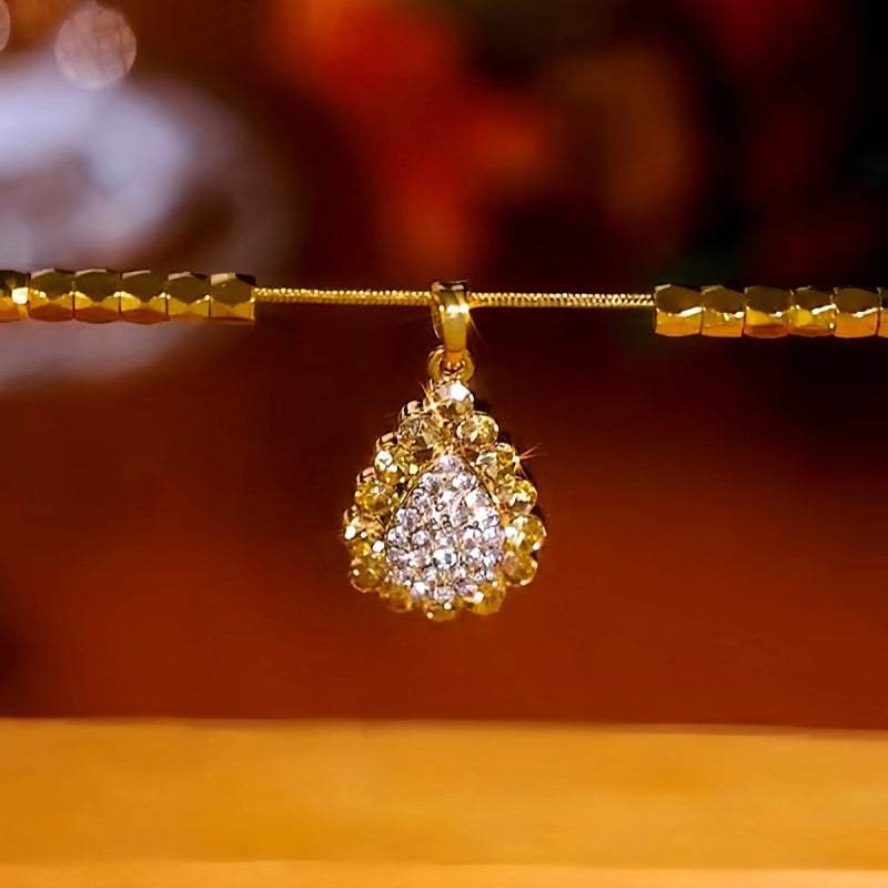 14K Gold-Plated Luxury Full Diamond Water Drop Necklace