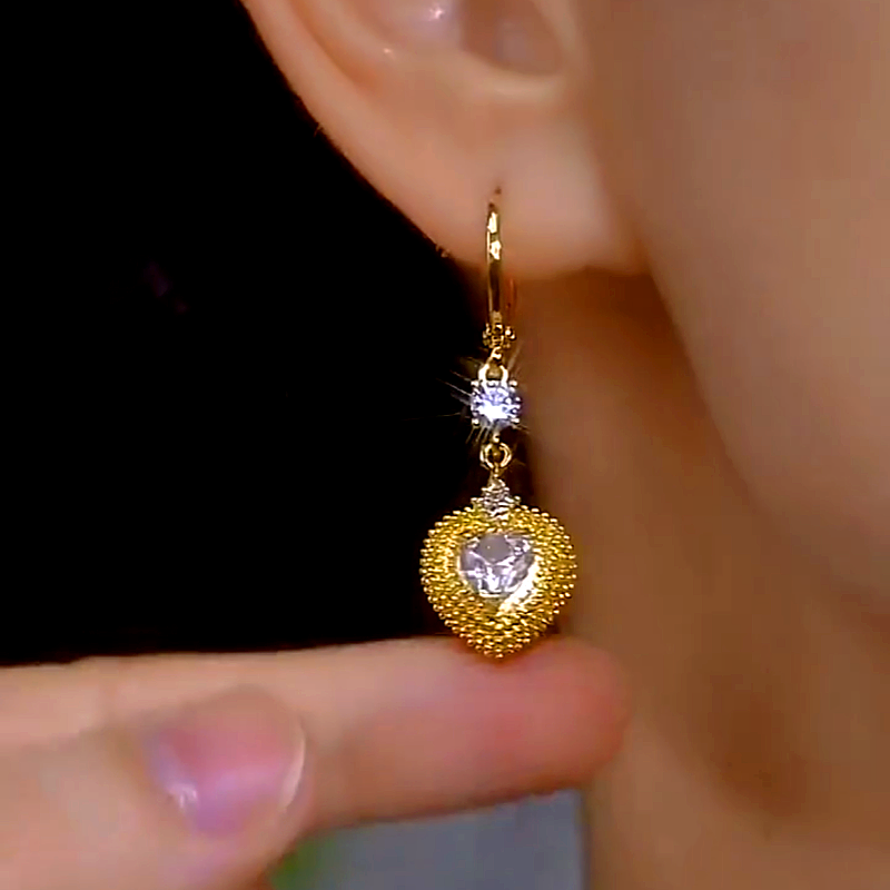 14K Gold-Plated Luxury Heart-Design Durian Earrings