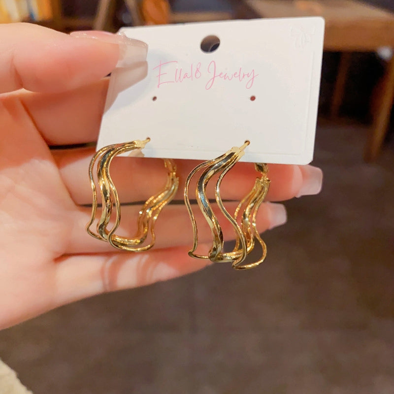 14K Gold-Plated Luxury Irregular Multi-Layer Earrings
