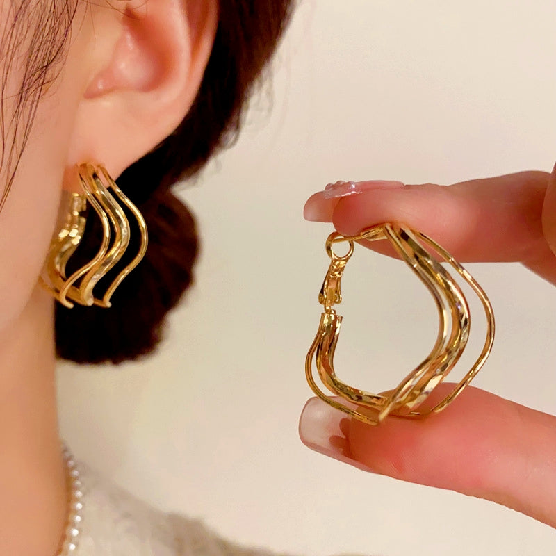 14K Gold-Plated Luxury Irregular Multi-Layer Earrings