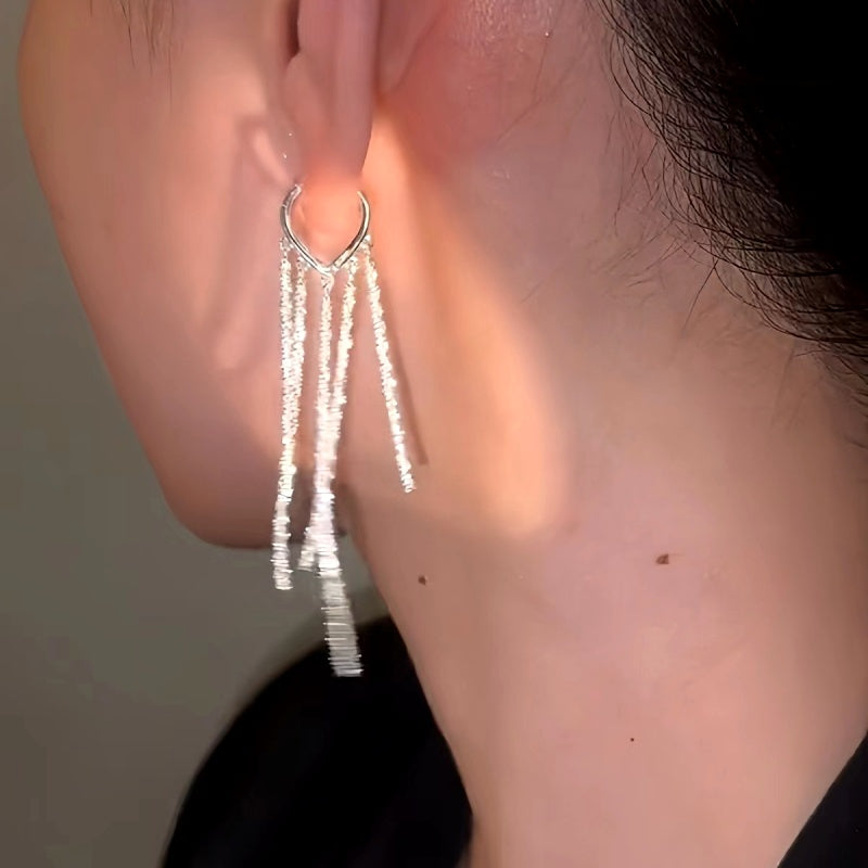 14K Gold-Plated Luxury Long Chain Tassel Earrings