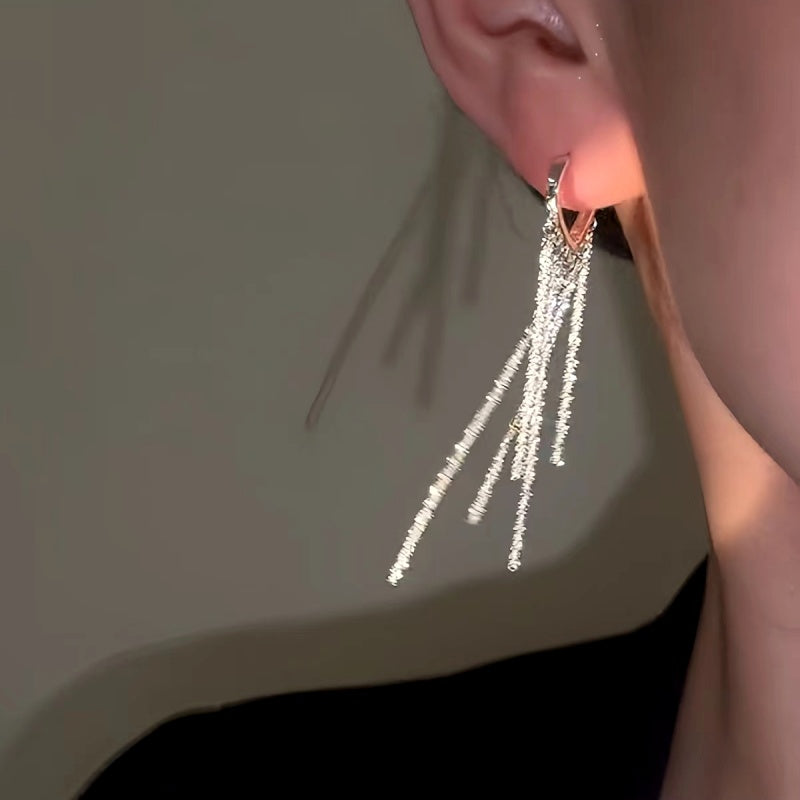 14K Gold-Plated Luxury Long Chain Tassel Earrings