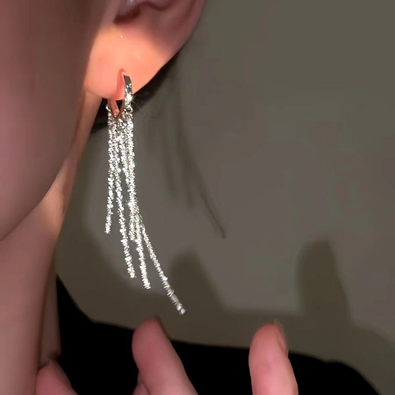 14K Gold-Plated Luxury Long Chain Tassel Earrings