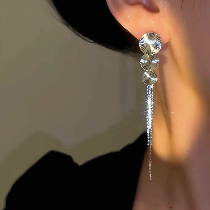 14K Gold-Plated Luxury Long Fan Tassel Earrings