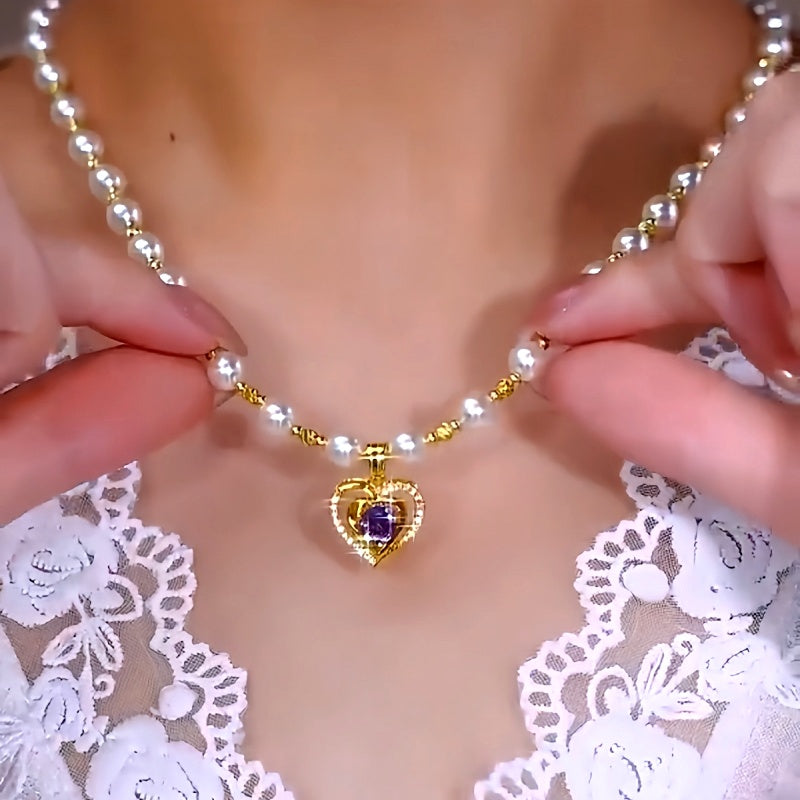 14K Gold-Plated Luxury Love Heart Pearl Necklaces