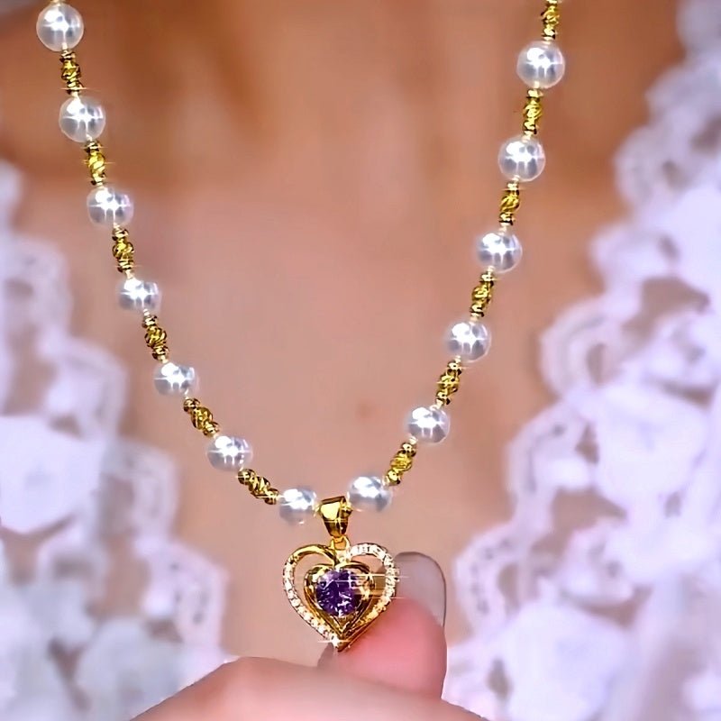 14K Gold-Plated Luxury Love Heart Pearl Necklaces