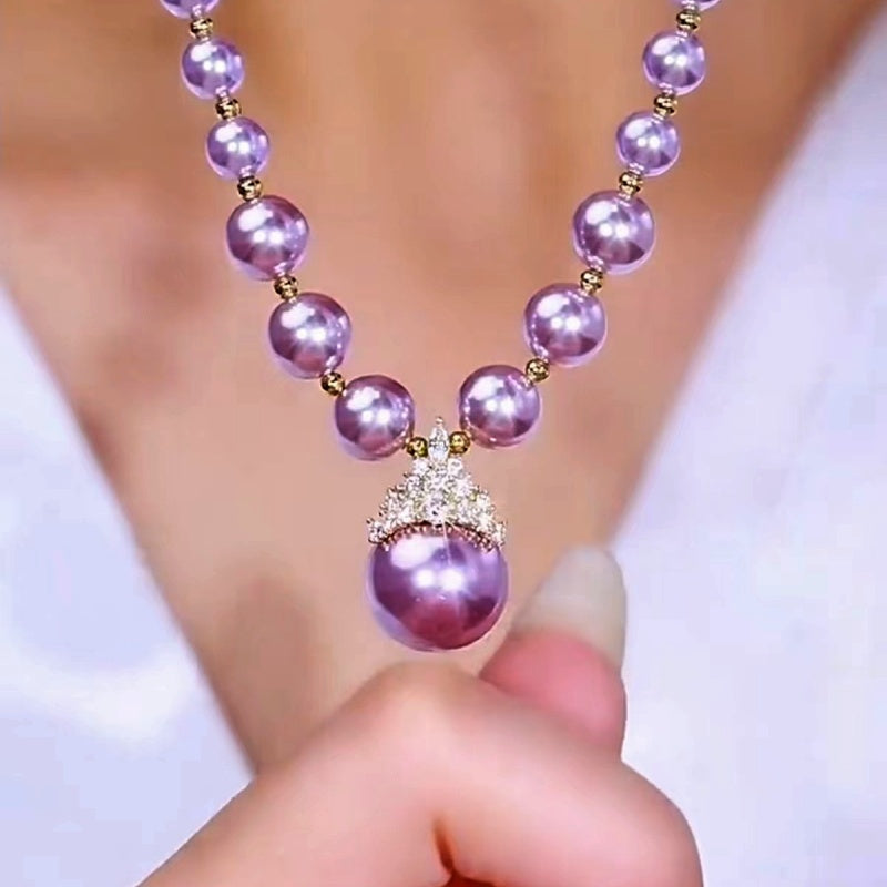 14K Gold-Plated Luxury Manta Rose Purple Pearl Necklaces